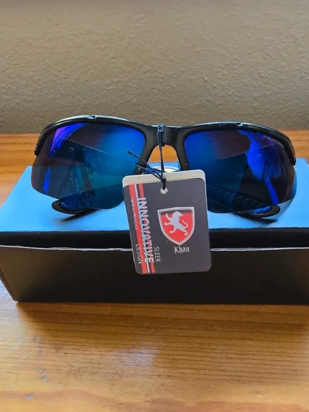 Khan Sports Sunglasses Blue + Black New With Tags Unisex